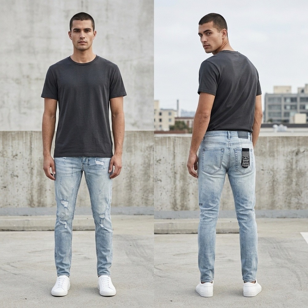 Ksubi Chitch Distressed Slim Fit Jeans 30 Light Wash Denim Ripped Streetwear